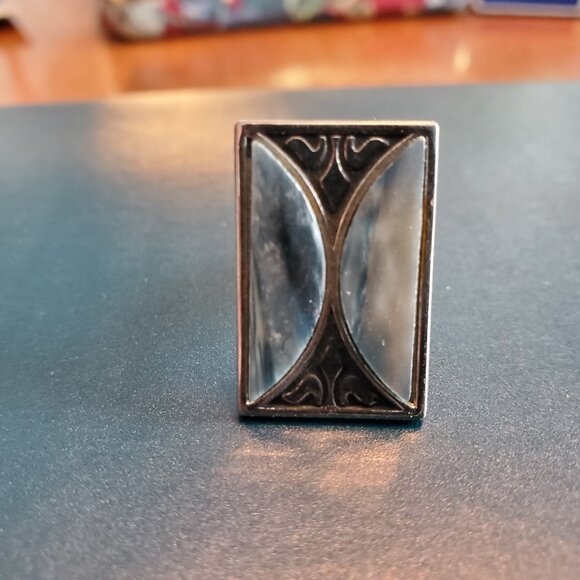 VTG Cufflinks & Tie Clip Silver Abalone Shell? Blue Grey 26 Grams Art Deco - Picture 6 of 10